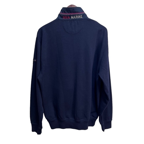 Usa Marine Navy Blue Wool Zip Up Sweater - Picture 5 of 7